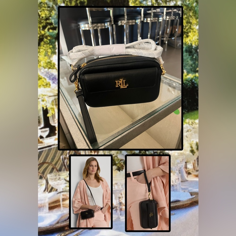 🆕 Lauren Ralph Lauren Leather Small Marcy Convertible Pouch
